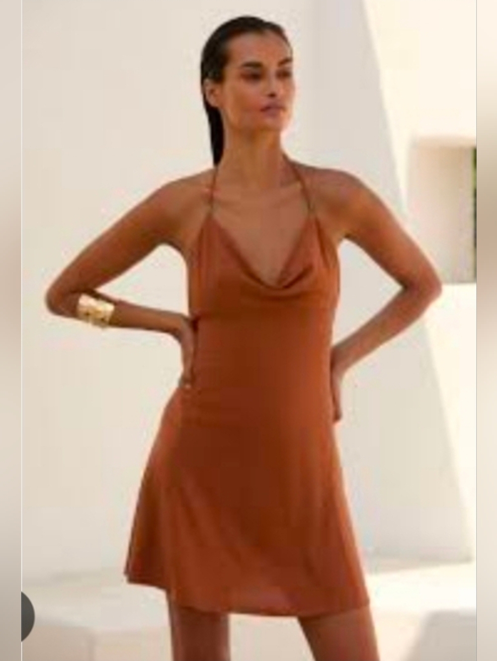 Anthro XL Mini Dress Strappy Brass Detail Resortwear Cocktail Beach Travel